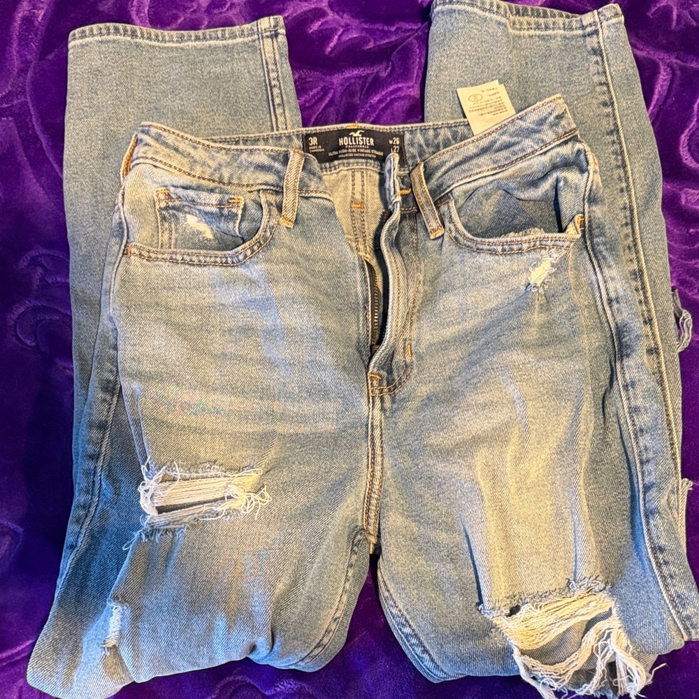 Hollister Women's Light Blue Ripped Skinny Jeans